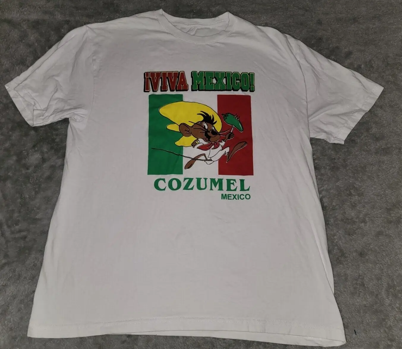 Vintage Speedy Gonzalez Viva Mexico Cozumel T Shirt Size Medium White W Logo