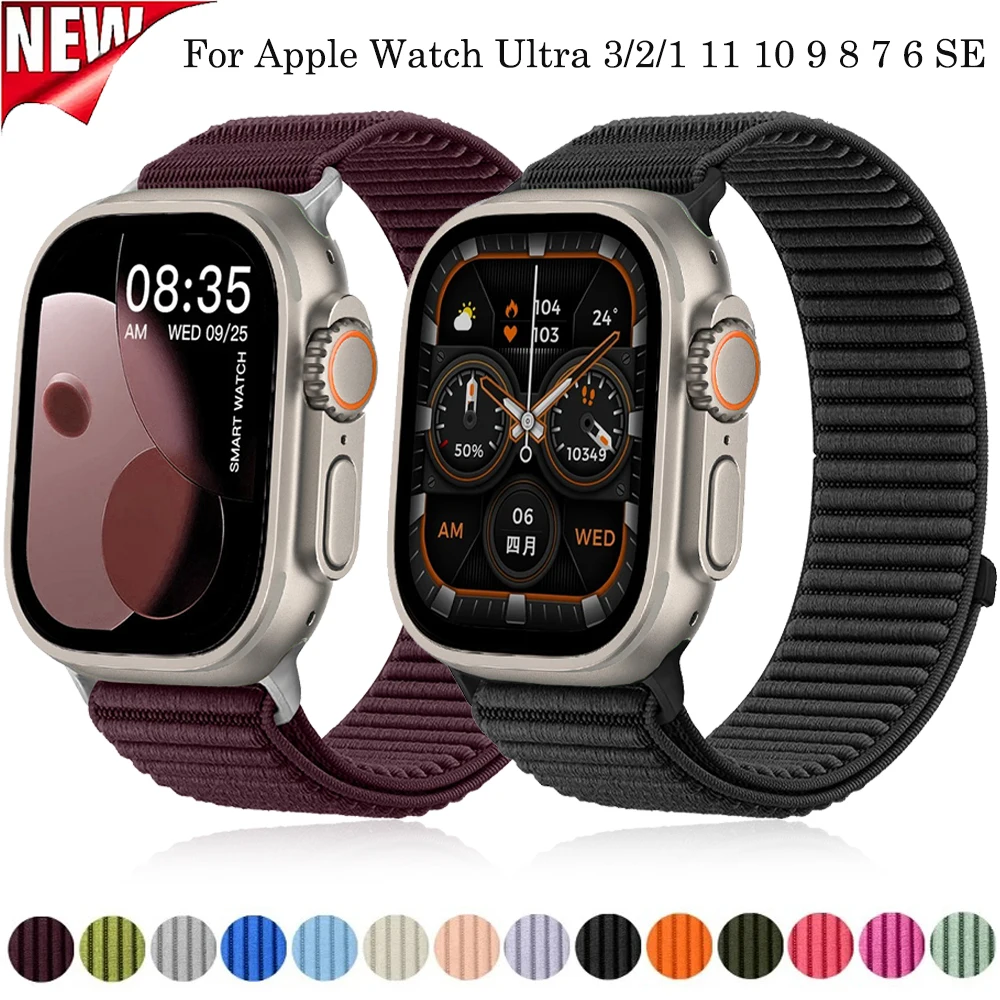 Nylon Strap for Apple Watch Ultra 3/2/1 49mm 11 10 9 8 7 46mm 42mm 45mm 41mm Breathable Bracelet Band IWatch 6 5 4 SE 44mm 40mm