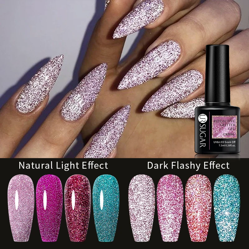 UR SUGAR 7.5ml Reflective Glitter Gel Nail Polish Colorful Sparkling Sequins Soak Off UV LED Varnish Nail Art Decoration