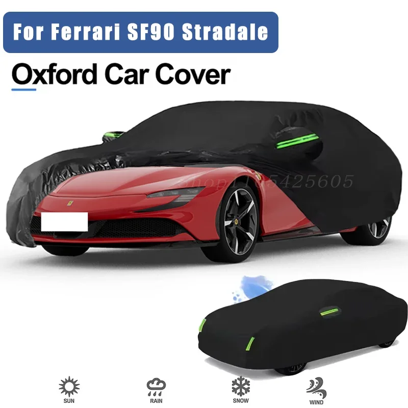 For Ferrari SF90 Stradale Oxford Cloth Full Car Cover Outdoor Waterproof Dustproof Anti UV Sun Snow Protection Exterior