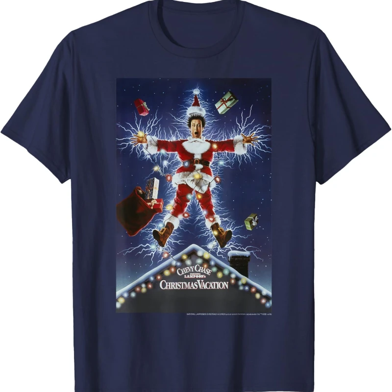 National Lampoon's Christmas Vacation Camiseta Clásica Con Póster De Película Azul Mens Graphic Tshirts Adult Casual Style Tee