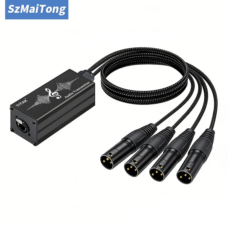 TITAK 4XLR-M Cat6 RJ45 Audio-Schlangenkabel Abgeschirmt Anti-Interferenz für Mikrofon Bühne Live-Übertragung Audiogeräte