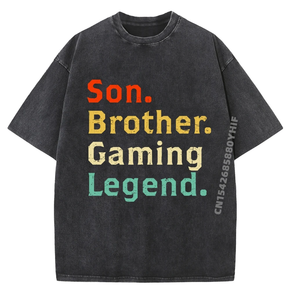 

Son Brother Gaming Legend Gamer для подростков, игровые винтажные футболки, мужская модная стираная рубашка для мужчин, крутая