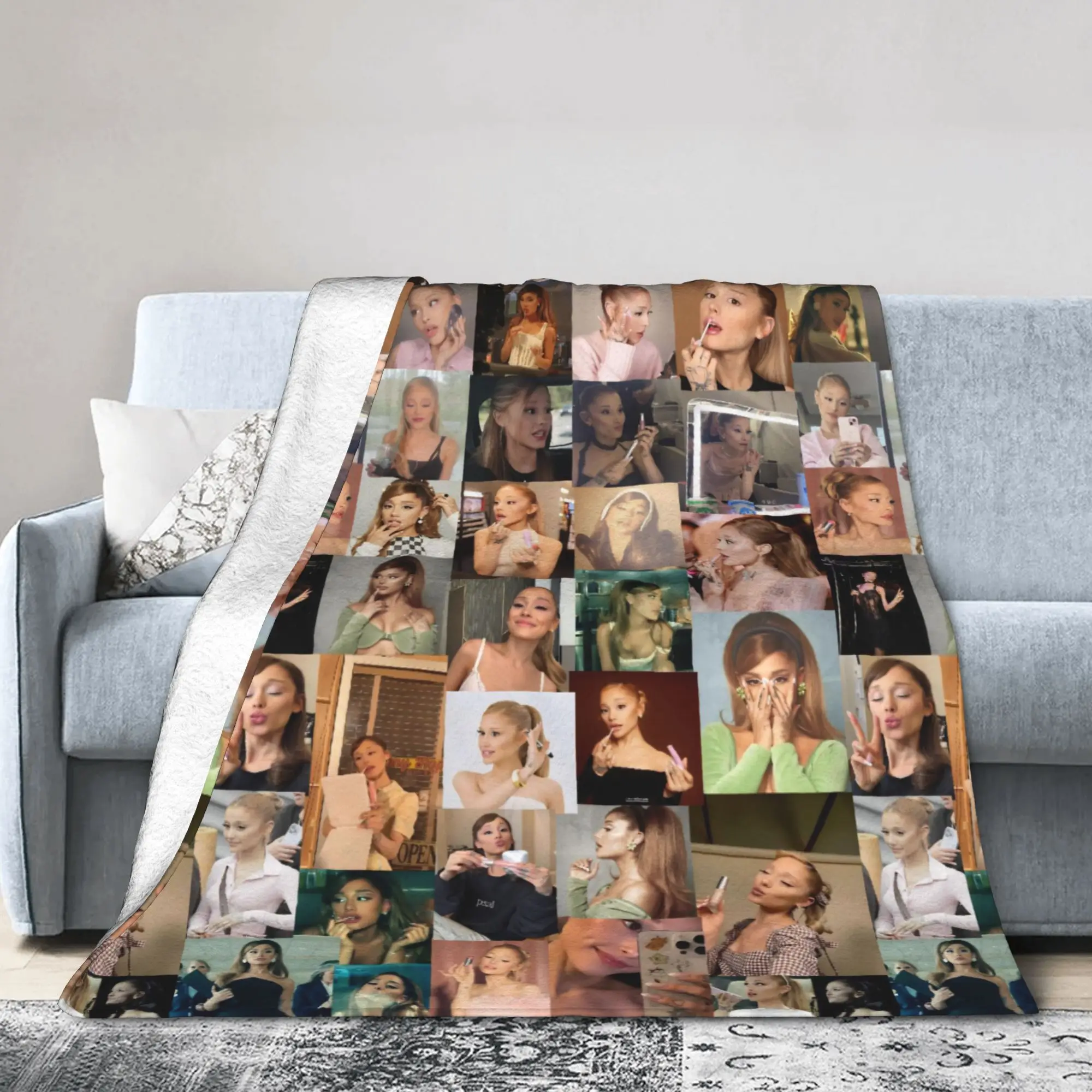 Arianas Pop Singer Grandes Novelty Blanket Cover Flannel Sunshine Warm Throw Blanket for Bedding Gift Multi-function