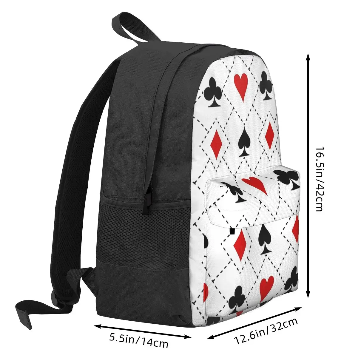 Playing Cards Suit Symbols Pattern Backpack Hot Sale Daypack Large Capacity Kids BookBag School Bag Shoulder Bags for Men Women