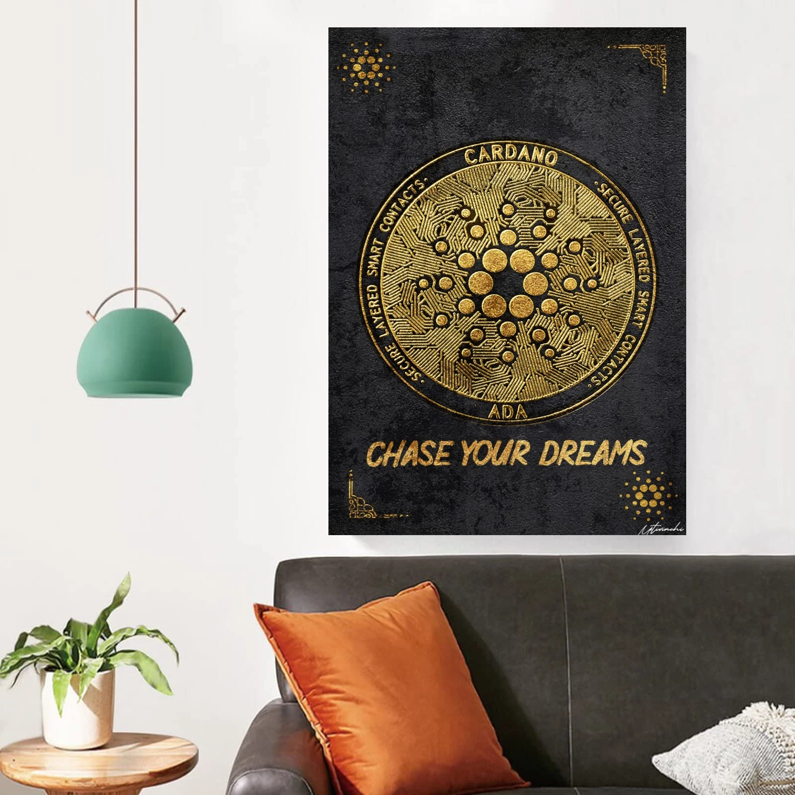 

Motivational Poster Cardano Dream Inspirational Wall Art Canvas Painting Prints Black Gold For Porch Bedroom Home Decor