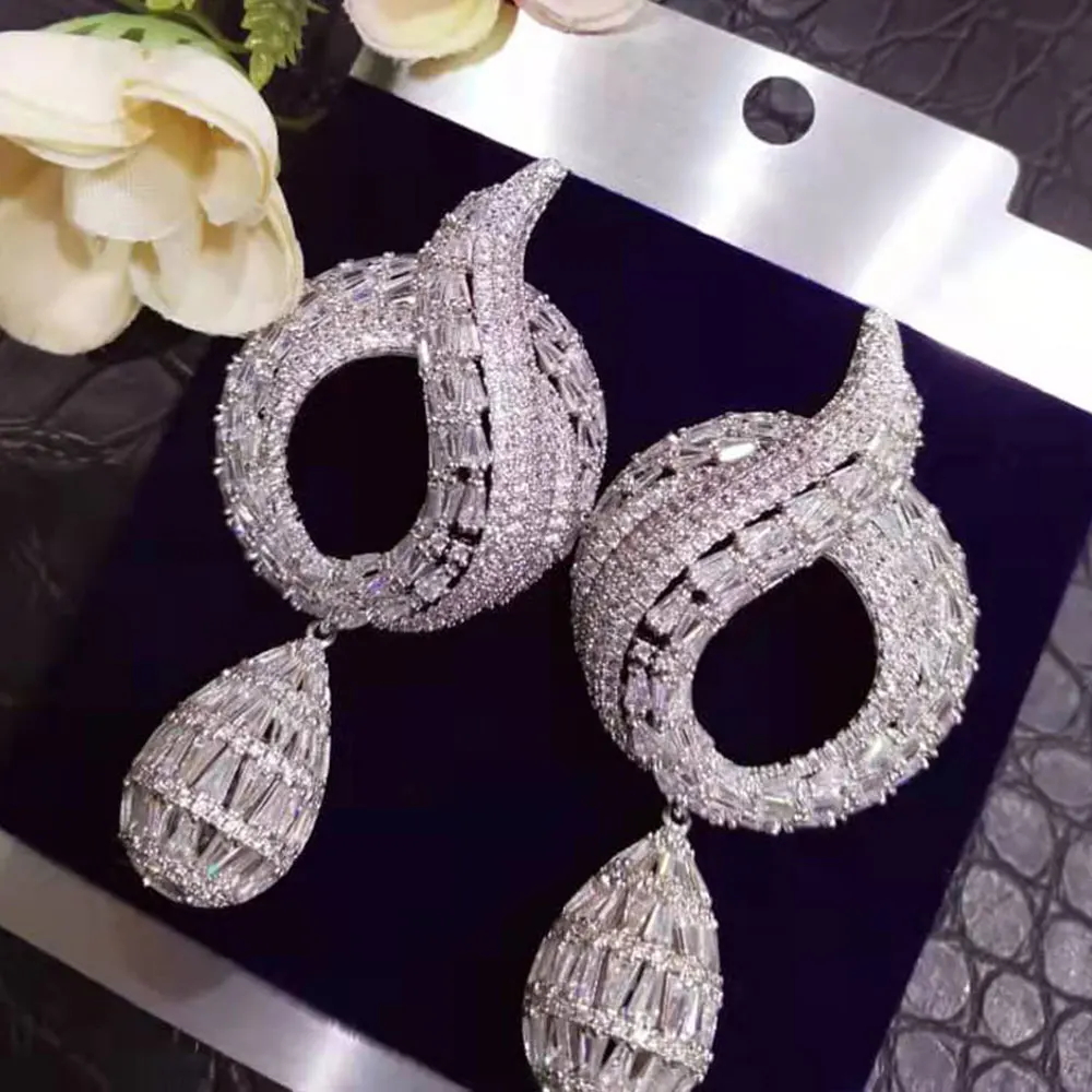 

GODKI MAXI Tredny Waterdrop Charms Earrings For Women Wedding Party Full Cubic Zirconia Fashion Dubai Indian Jewelry