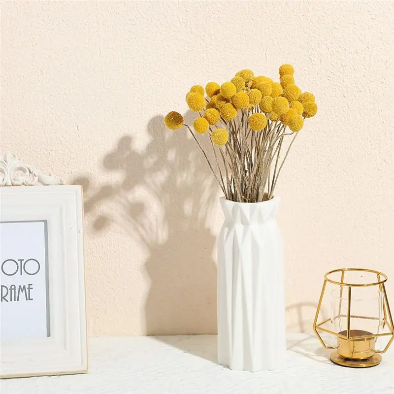 ABKJ-48 قطعة الزهور المجففة الكرات المجففة المجففة Craspedia الزهور زر الأصفر الزهور المجففة وهمية الحرير المجففة زهرة #5