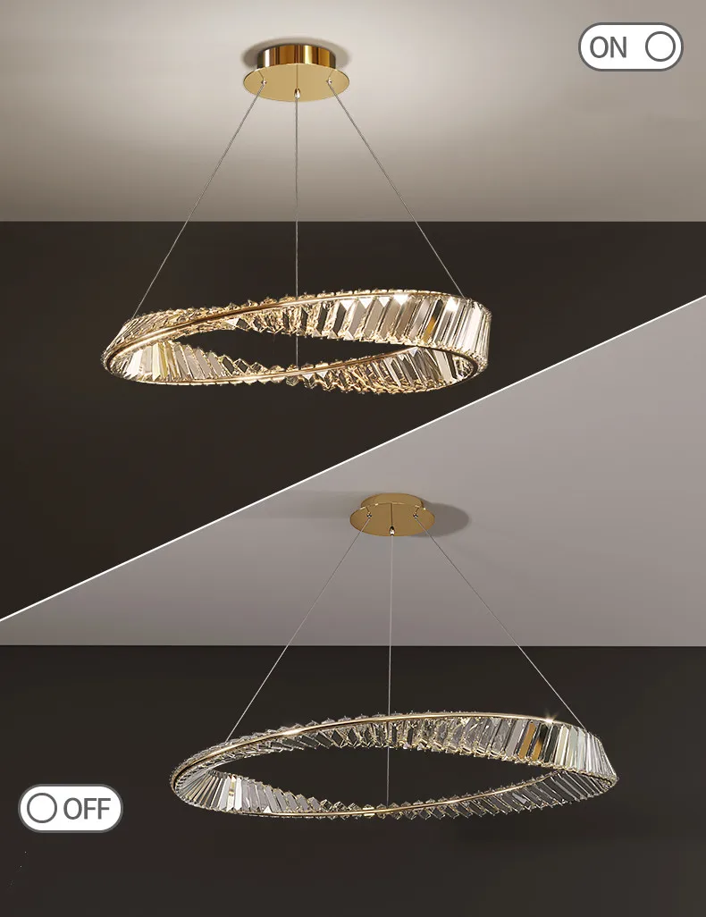 Living Room LED K9 Dimmable Pendant Lights Gold Irregular