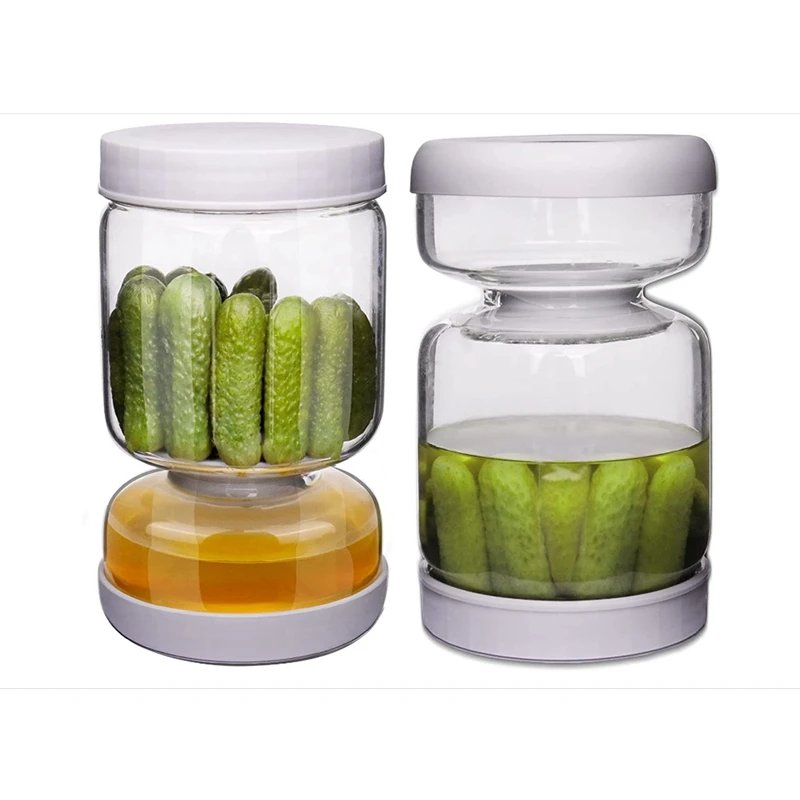 Imagem -02 - Frascos de Ampulheta de Picles e Azeitona Frasco de Pickle com Filtro Tampa da Virar Armazenamento de Alimentos Hermético At14