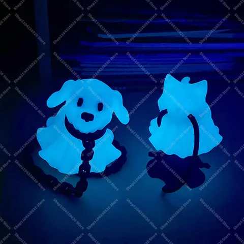 Halloween Glow in Dark Ghost Cat Dog Statues -  Luminous Ornaments, Spooky Cute Desktop Decor for Party Home Decoration