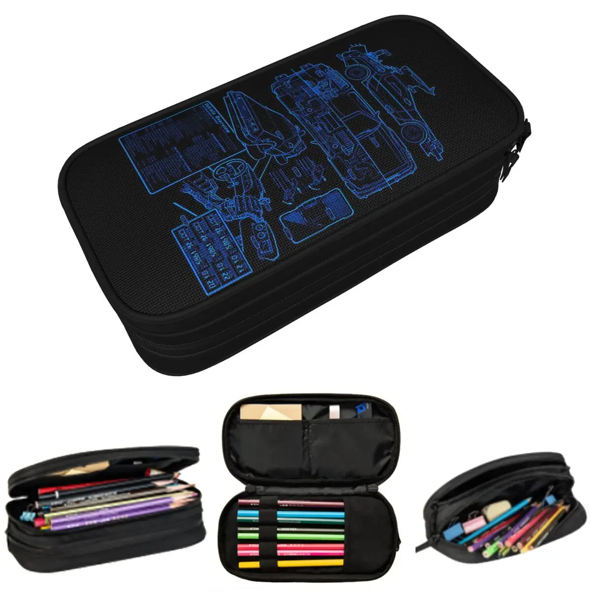 DeLorean Time Machine Back To The Future Pencil Case for Boys Girls School Pen Box Pencil Bag Stationery Supplies Pen Holder Bag