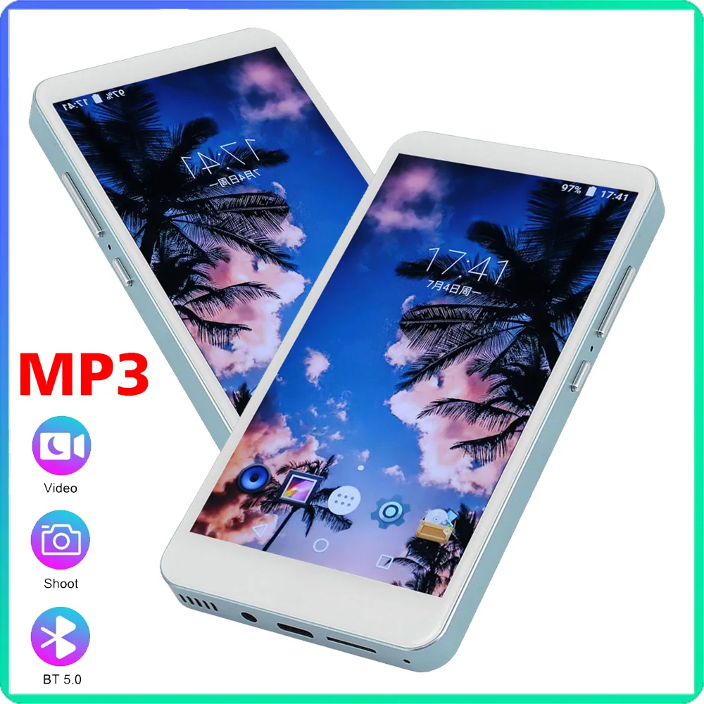 

5-дюймовый музыкальный плеер MP3 с Bluetooth 5.0 HiFi MP4 Walkman сенсорный экран встроенный динамик рекордер камера видеоплеер FM/электронная книга
