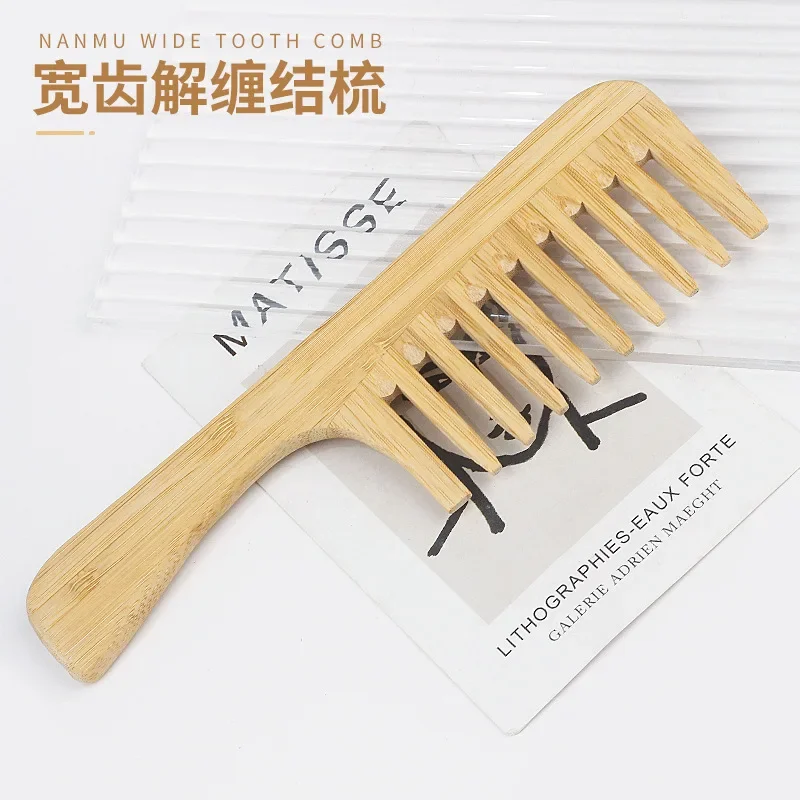 расческа 1Pcs Natural Bamboo Wooden Hair Comb Anti-Static Afro Fork Combs For Women Round Wide Tooth Wood Comb Hair Brush women