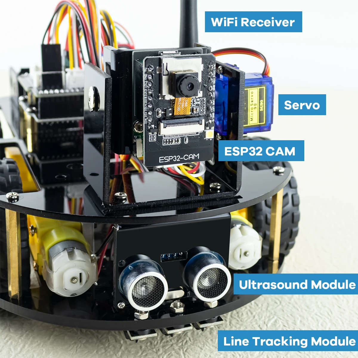 ชุดเริ่มต้นหุ่นยนต์ใหม่สําหรับโครงการ Arduino พร้อมกล้อง ESP32 WIFI ชุดอุปกรณ์ติดรถยนต์หุ่นยนต์อัจฉริยะและการศึกษาสําหรับ UNO R3