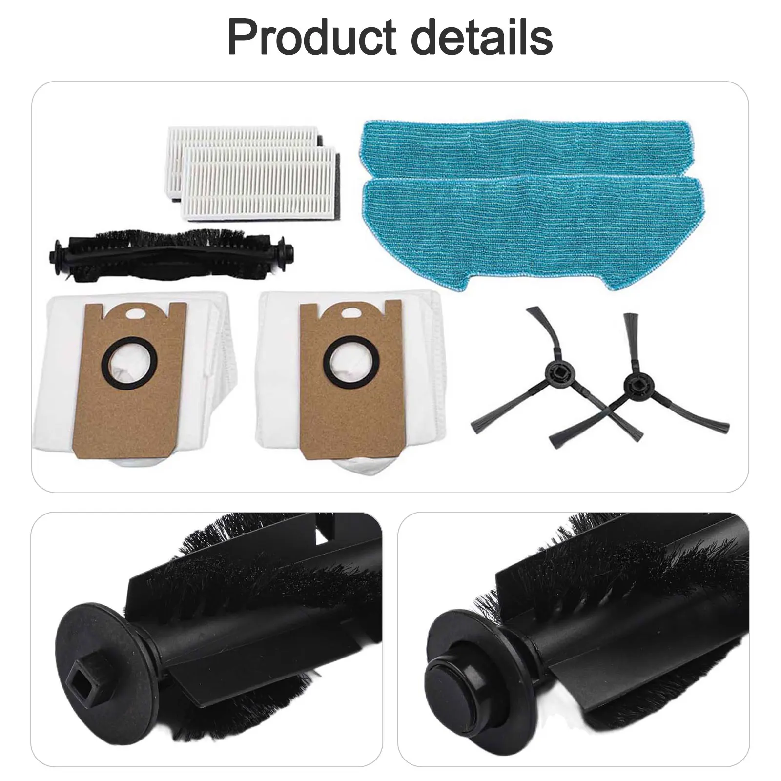 For Redkey R10 Vacuum Replacement Accessories Pack Containing Main Brush 2 Filters 2 Mop Cloths 2 Bags 2 Side Brushes