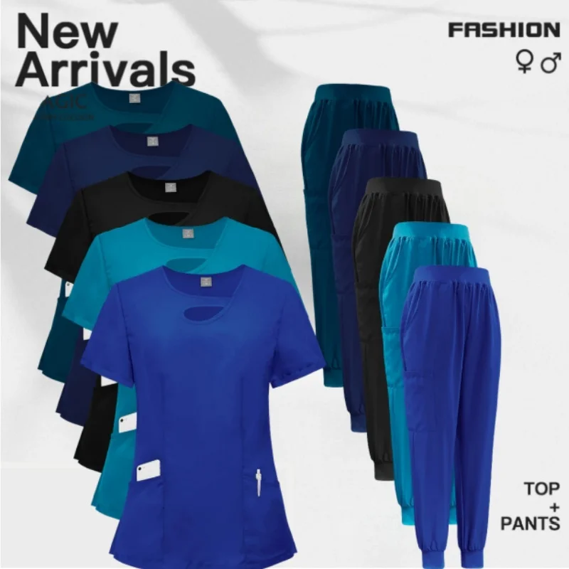 Acessórios de enfermeira enfermagem esfrega jogging conjunto salão de beleza feminino spa uniforme pet conjunto de terno de trabalho veterinário