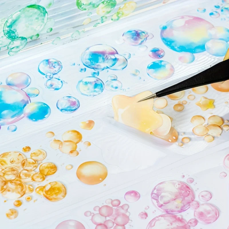 [1/6 gulungan pita gelembung impian] Kolase stiker PET pita gelembung pemotongan batu bata berwarna impian