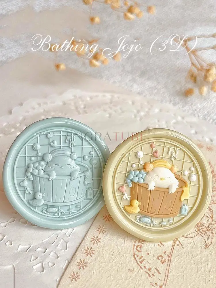 3D Embossed Wax Seal Stamp Relief Frosted Bathing Dreamer Fishing Magician Gift Wrapping Wedding Greeting Card Decoration Tool