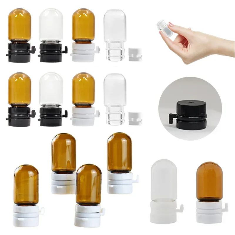 

100pcs 2ml Empty Amber Clear Glass Essential Oil Bottles Cosmetic Containers mini Tear cap Perfume Vials Essence Sample Bottles