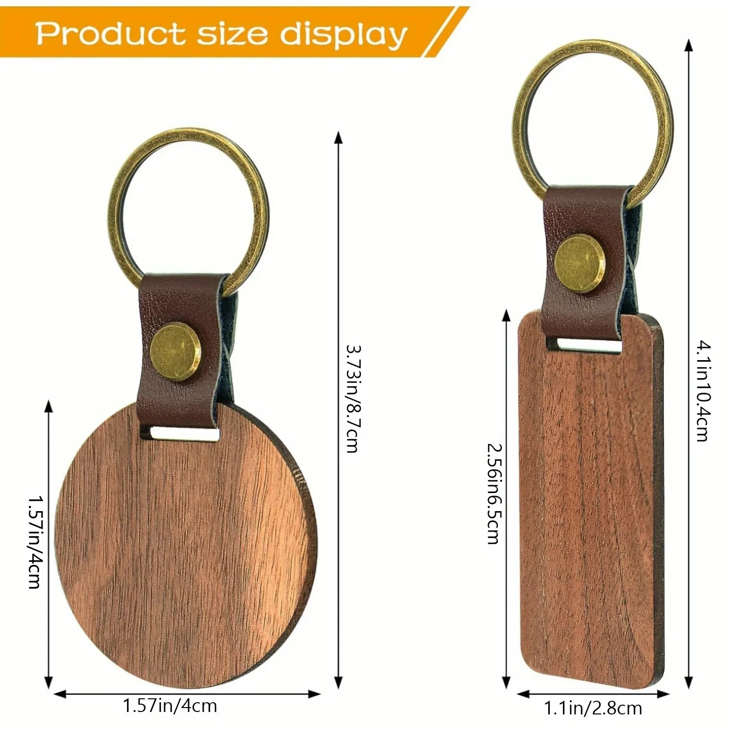 10 PCS Unfinished Blank Walnut Wood Keychain for DIY Crafting, Personalised Logo