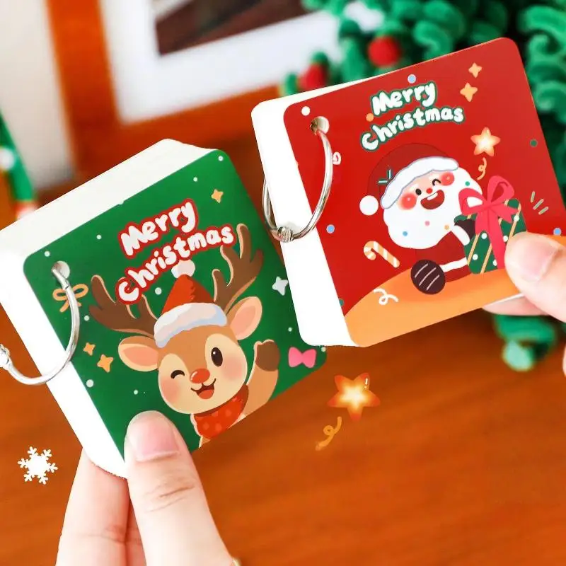1/4 Stuks Kerst Losbladige Notebook Cartoon Kerstman Sneeuwpop Elanden Mini Draagbare Notepad Student Briefpapier Prijzen gift