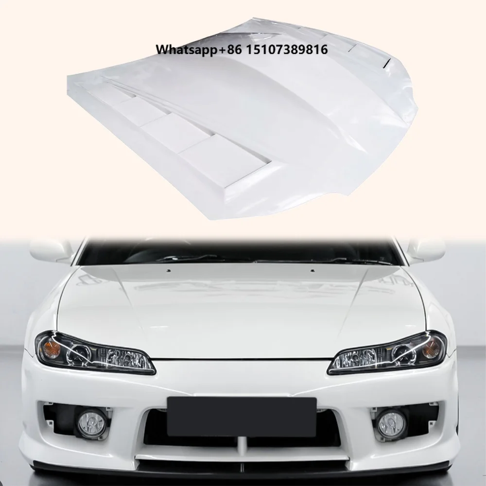 For Silvia S15 99-02 Fiberglass Track Style Front Vented Cooling Hood