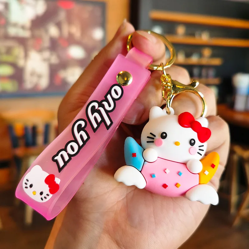 Anime cartoon Sanrio Hello Kitty keychain boy girl schoolbag key ring pendant PVC couple bag pendant car keychain