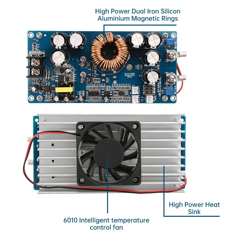 800w de alta potência DC-DC conversor buck 30a estabilizadores solares cv cc step-down fonte de alimentação ajustável DC20V-70V reguladores de tensão