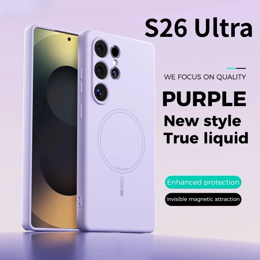 Original Silky Touch Liquid Silicone Phone Soft Case For Samsung S26 Ultra S25 Edge S24 FE Plus For MagSafe Charge Protect Cover