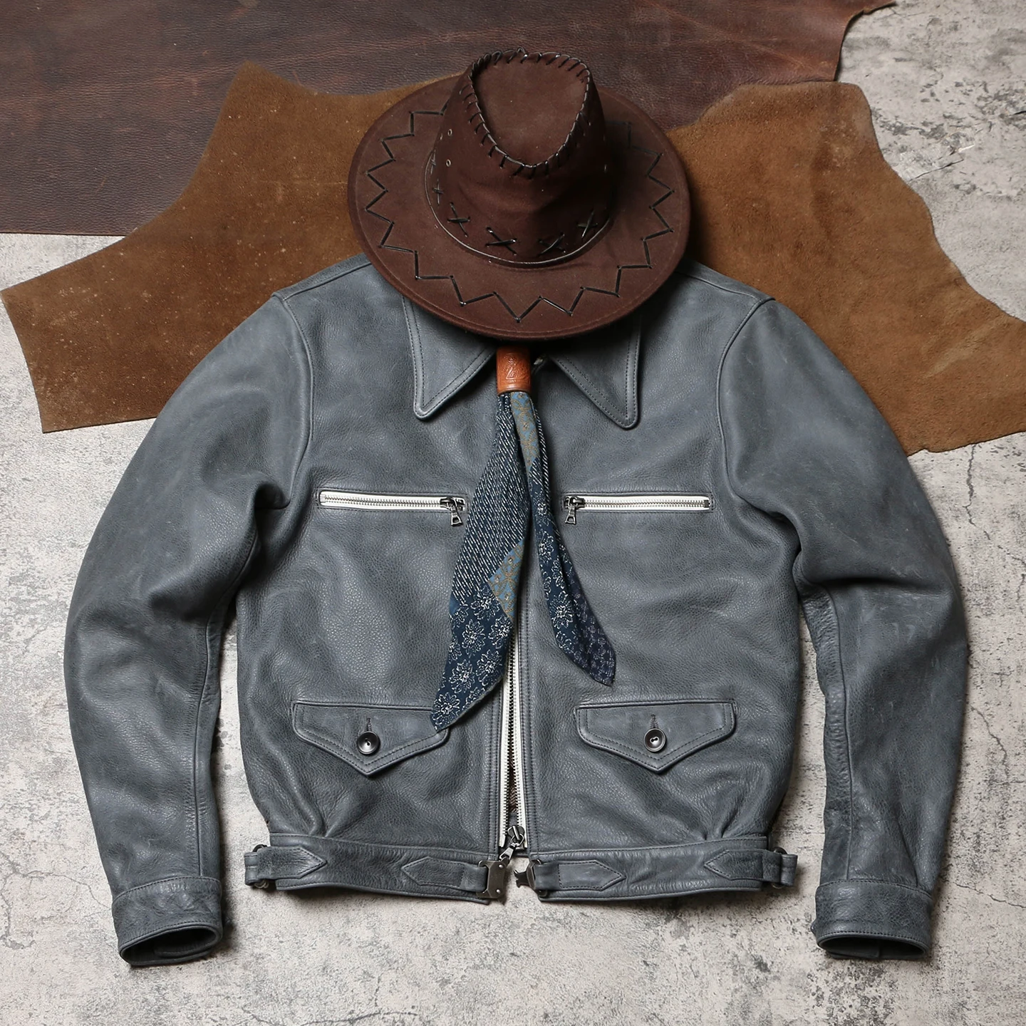 

Cyan Gray Winter Leather Jacket Men Retro Vintage Style Plus Size 5XL Genuine Natural Cowhide Germany Hartman BF-109 Flight Coat