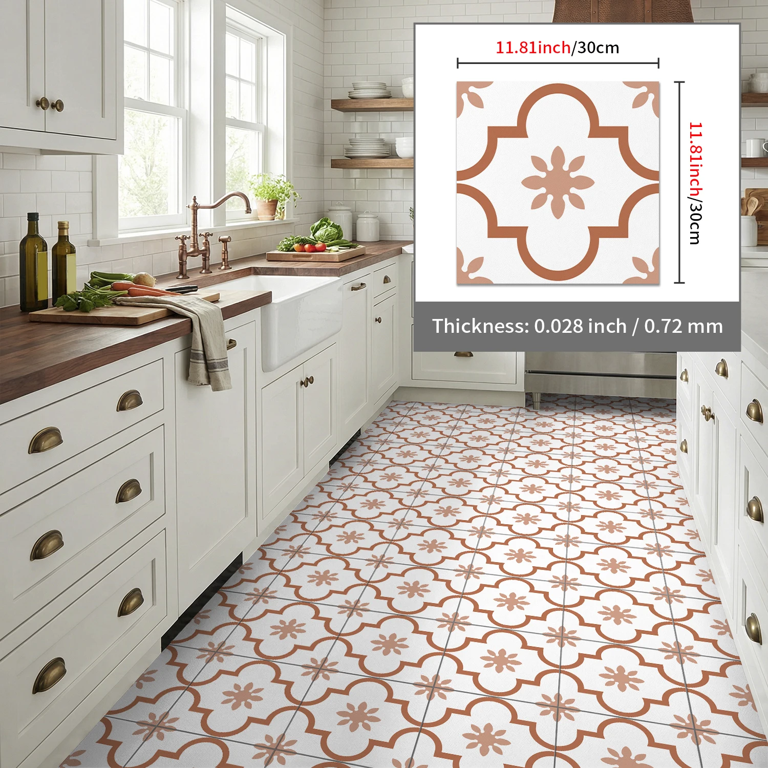 

Thick frosted matte waterproof self-adhesive tile sticker suitable for kitchen, bathroom, wall and floor decoration stickers