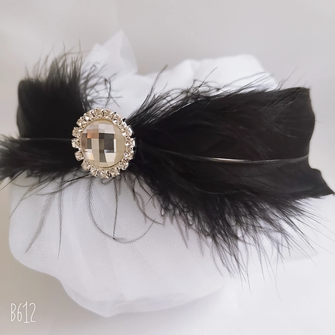 Elegant White Black Swan Lake Ballet Feather Headwear For Dance Wear Crystal Decoration,Nutcracker Ballet Hair