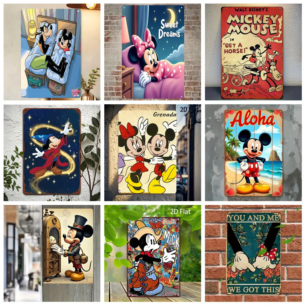 

Miniso Mickey Nostalgic Scene Metal Signs wall decor Tin Signs Captain Metal Poster Decor for Bar Pub Club Wall Decoration