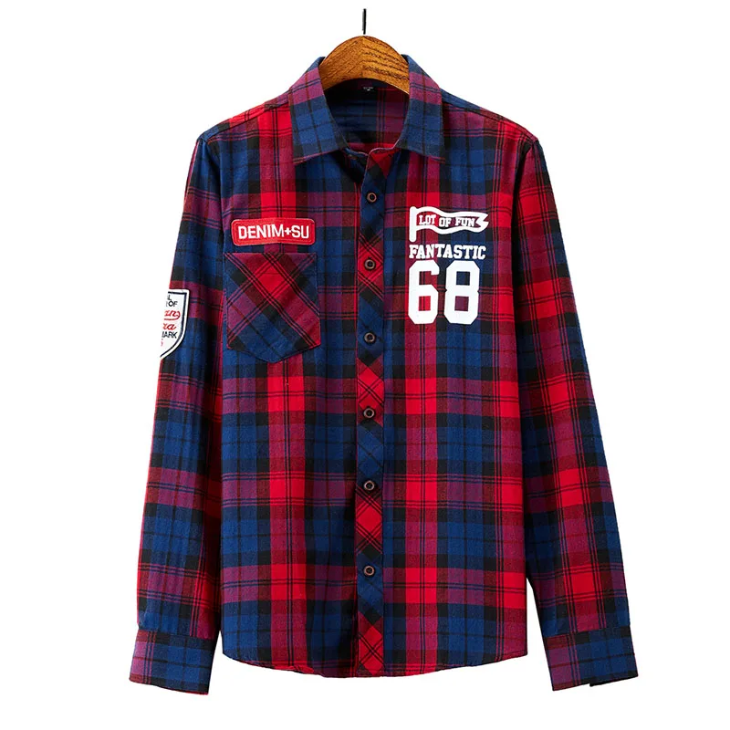 Men's Plaid Shirt Jacket Casual Long-sleeved Streetwear Young Adults Korean Fashion High Street Outwear Spring Man Top