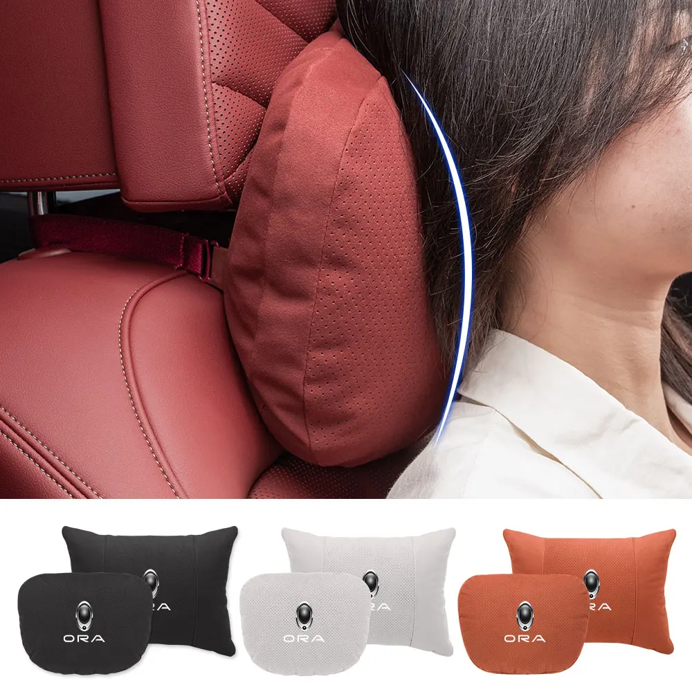 Car Neck Pillow Headrest Lumbar Support Breathable Suede Pillow Accessories For ORA CAT/FUNKY CAT GT 2021 2022 2023