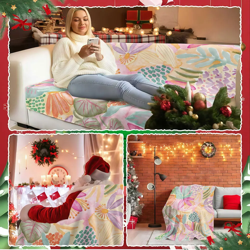 Pastel Paradise Winter Summer Flannel Blanket Throw Fleece Soft Fuzzy Plush Cozy Fleece Blankets for Sofa Ideal Gifts