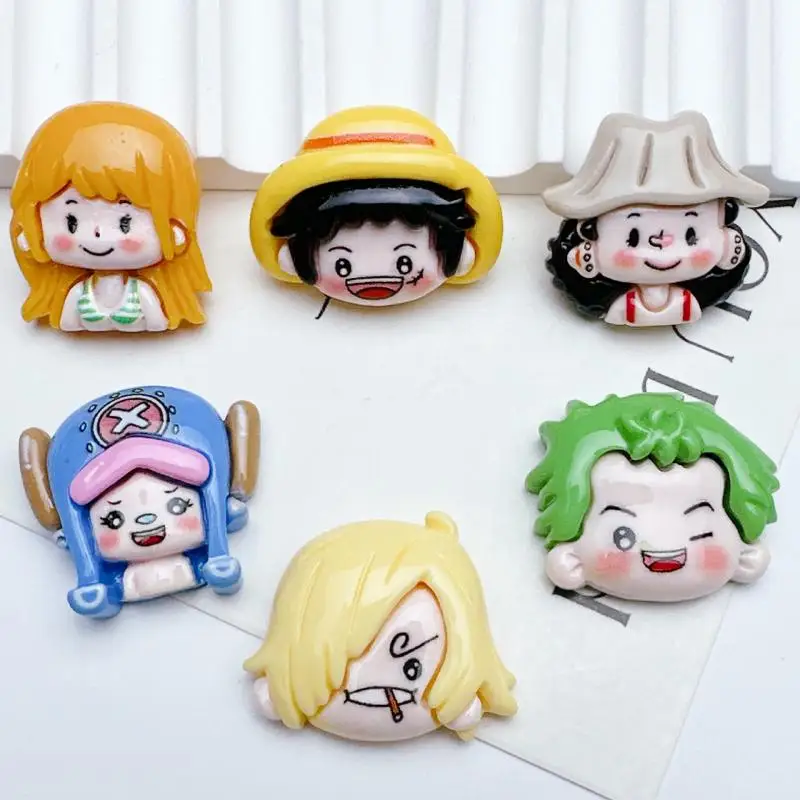 10pcs/set One Piece Luffy Roronoa Zoro Nami Usopp Chopper Series Resin Accessories DIY Phone Case Refrigerator Sticker Hair