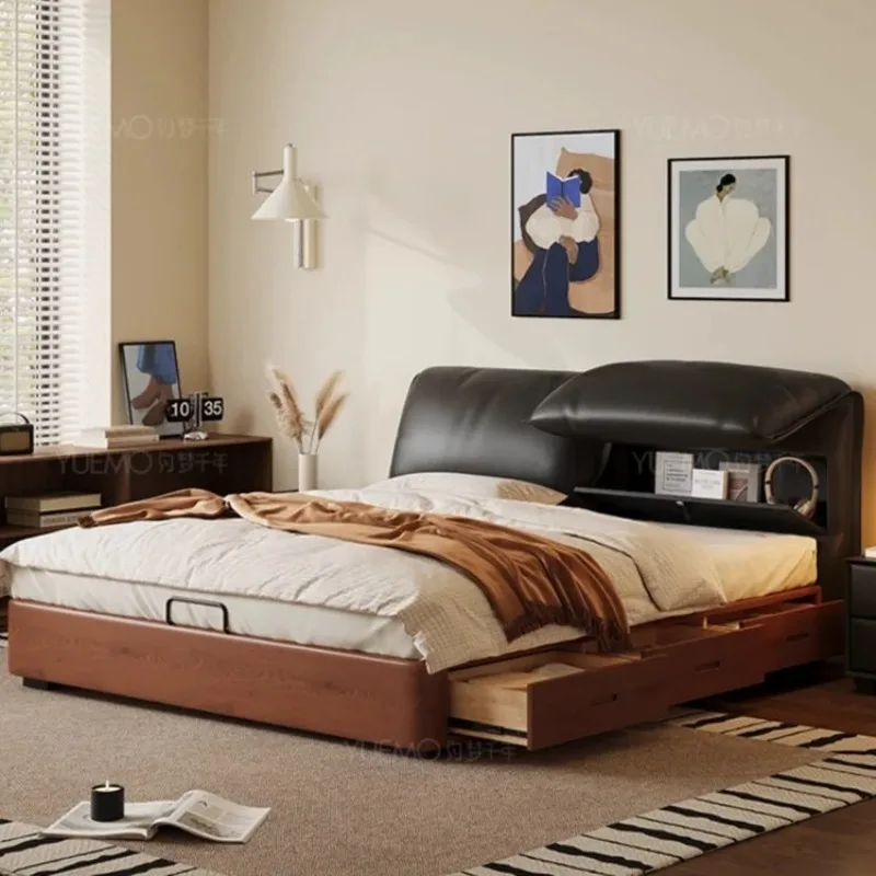 

French Minimalist Luxury Bedroom Beds Family Upholstered Double 180x200cm Bed Frames Lounge Modern King Home Bedroom Furniture