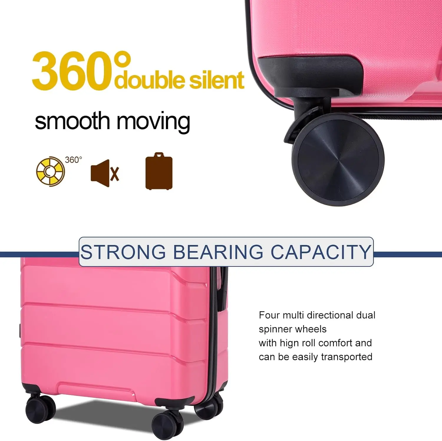 Travelhouse Luggage Sets 3 Piece Pp Suitcase Set Hardside Spinner Wheel Luggage Clearance Lightweight Tsa Lock For Travel,