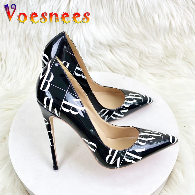 Women 2023 New Designer Stiletto Pumps Fashion Letter Colorblock High Heels European And American Style Lady Pointy Office Shoes