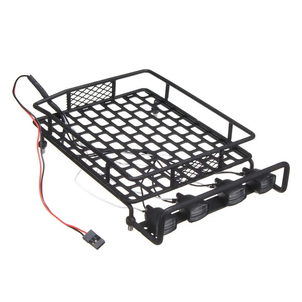 

Aluminum Roof Luggage Rack White LED Light Roofbar Holder Roof Rack for RC Rock Crawler for rav4 2025 Wrangler AXIAL SCX10