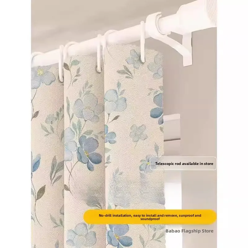 cartoon-no-drilling-installation-curtain-rod-set-full-length-bedroom-sunshade-blind-light-blocking-fabric-bay-window