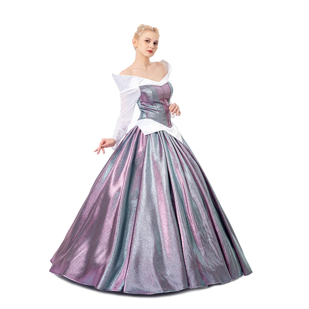 Movie Cosplay Aurora Costume Women's Purple Color Changing Princess Dress Halloween Carnival Party Mermaid Disguise Ball Gown