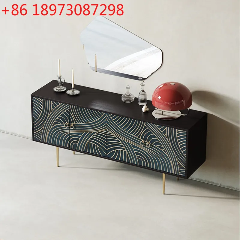 

Лакированный буфет в скандинавском стиле, современная простая входная гостиная, тумба под телевизор, комбинация журнального столика