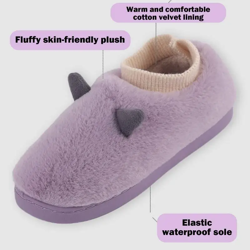 Ladies House Shoes Anti-Slip Warm House Shoes Plush Slippers Soft Soled Cotton Slippers Winter Indoor Home Shoes for Indoor