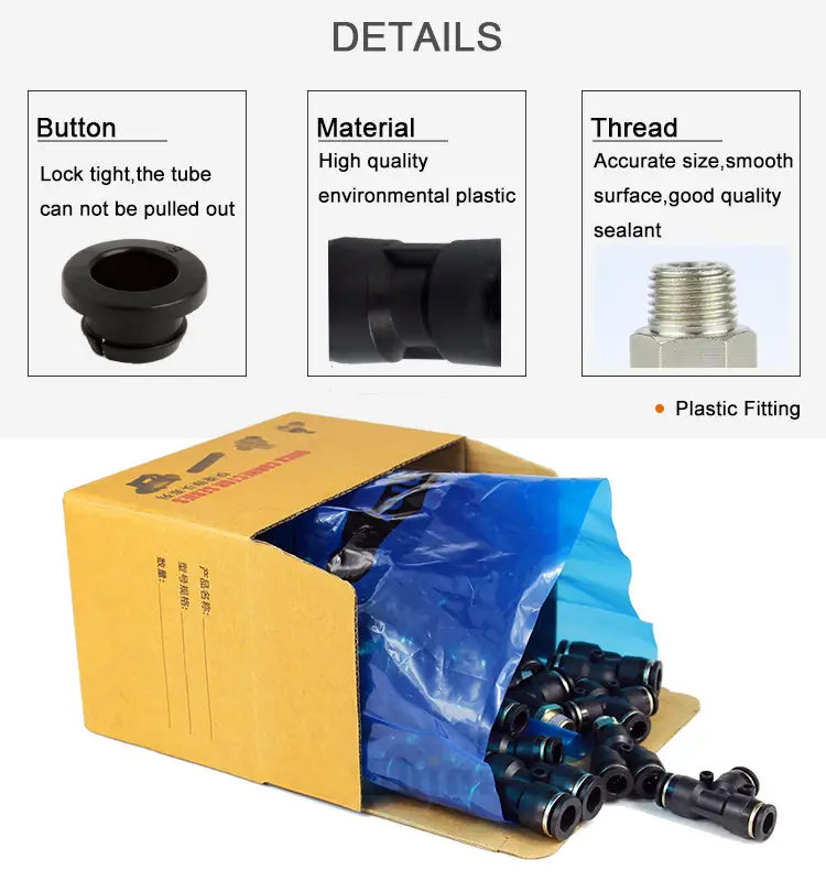 High Quality Black Pneumatic Fitting Pipe Connector Tube Air Quick Fittings 3/4/6/8/10/12/14/16mm PU PY PK PE PV SA HVFF  PZA PM - Image 4