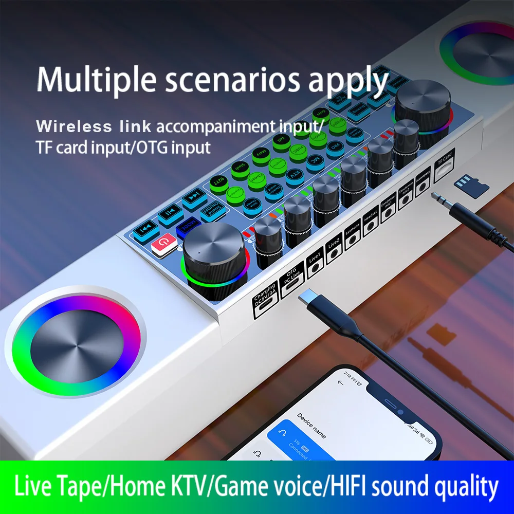 Imagem -04 - Live Live Live Sound Card Audio Mixer Conjunto Integrado para Live Streaming Gravação Karaoke Cantar Transmissão Wireless Speaker Sy6