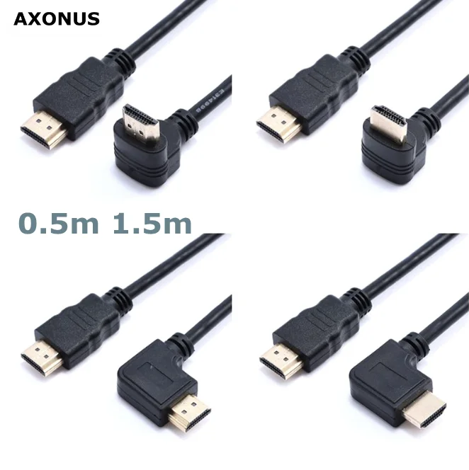 Short 90 degree Left Right UP Down angle HDMI-compatible Cable Double HDTV Line Male to Male M/M HD-cable Wire 1.5M