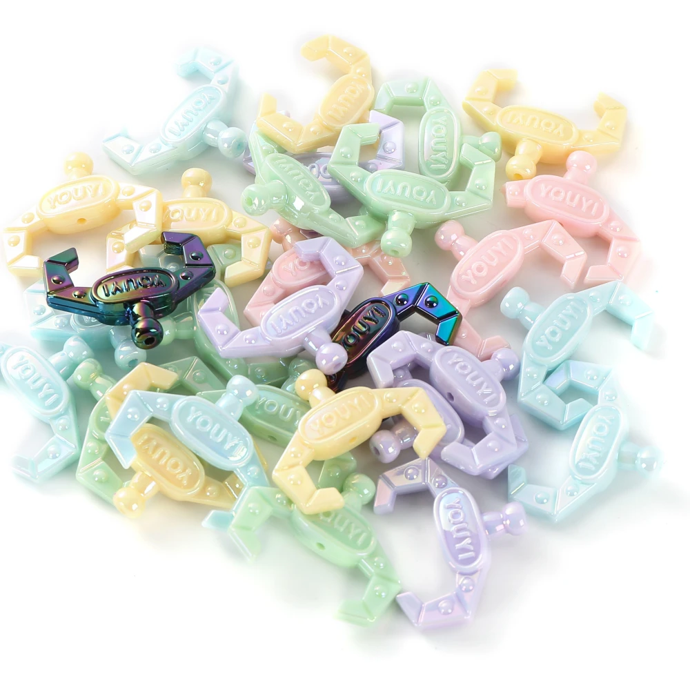 10Pcs/lot Cute Design Solid Color Letter Clip Style Acrylic Loose Spacer Beads for Jewelry Making Bracelet Beads Accessories